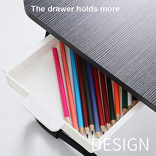 Home Office Lap Desk with Storage Drawer, Cup and Phone Holder, Laptop Bed Tray Table, 23.6" Foldable Desk, Laptop Stand for Breakfast, Working, Writing, Gaming and Drawing - color: Black