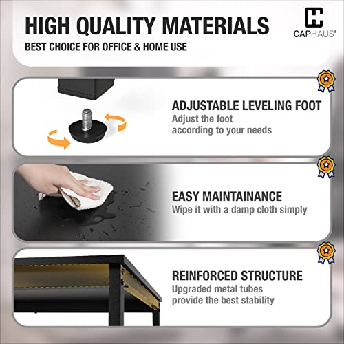 CAPHAUS 32 Inch Modern Computer Desk for Home Office, Gaming & Small Spaces - Easy Assembly, P2 Particle Board, Steel Legs, 220 lbs, Black - size: 32 inch