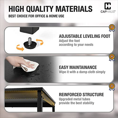 CAPHAUS 47 Inch Modern Computer Desk for Home Office, Gaming & Small Spaces - Compact Black Writing Desk, Easy Assembly, 220 lbs, P2 Board - size: 47 inch