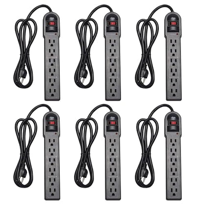 KMC 6-Outlet Surge Protector Power Strip 6 Pack - color: 6 pack black