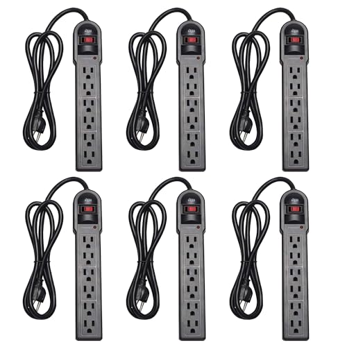 KMC 6-Outlet Surge Protector Power Strip 6 Pack - color: 6 pack black