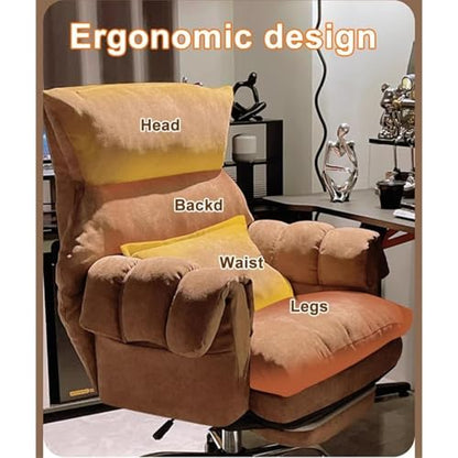 Executive Office Chair with Wheels, Swivel Computer Recliner, Padded Seat & Arms, Adjustable Height, Ergonomic Desk Chair for Home Office, Study & Conference,Beige-Without - color: Beige, size: Without