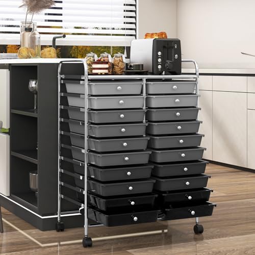 LDAILY Rolling Cart with Drawers, Classroom Storage for Teacher,Grey - color: Gradient Grey, size: 20 Drawer
