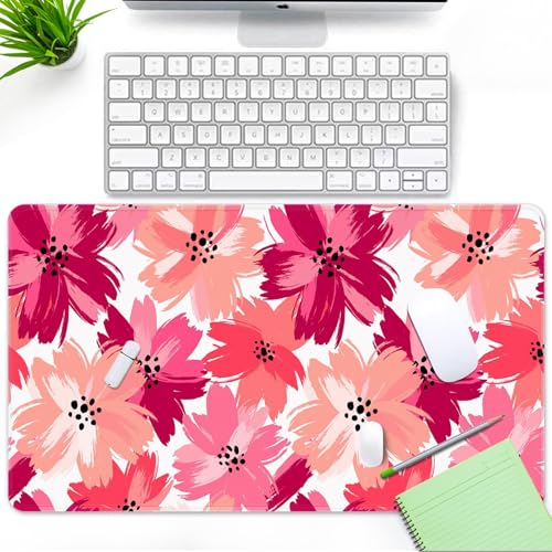 Large Mouse Pad, Mouse Pad, 31.5 x 15.7 Inch, Floral Flower Pink | Abstract Non-Slip Desk Pad Keyboard and Mouse Desk Mat for Gamer, Office & Home - color: Abstract Pink Flower