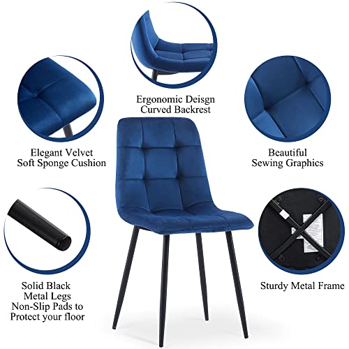 Homedot Modern Dining Table Set for 2,37-in Round Kitchen Table Chairs Set Space Saving, Rustic Brown Dinner Table with Navy Blue Dining Room Side Chairs Upholstered, Small Breakfast Nook Table Set - color: Navy Blue, size: 1* Round Table+2*Chair