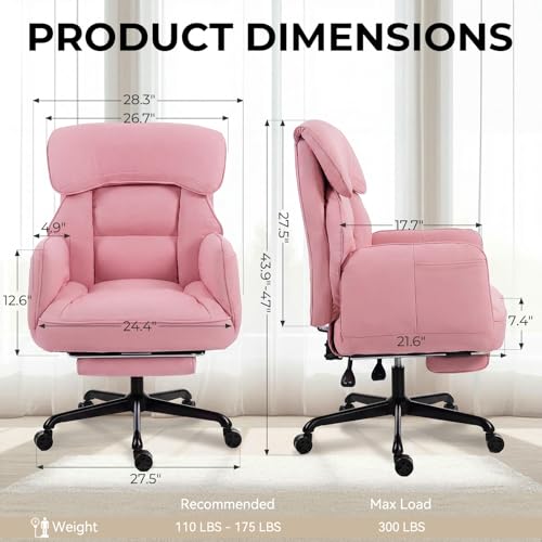 Dowinx Cross Legged Office Chair with Pivoting Armrests,Criss Cross Chair with Pocket Spring Seat & Back,Reclining Computer Gaming Chair with Footrest and Metal Base (Pink) - color: Pink