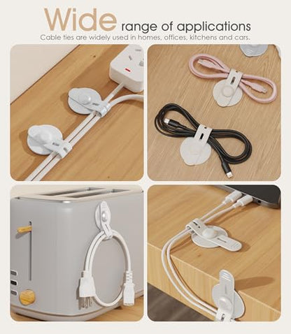 Cable Management Under Desk, Adhesive Cable Ties, 10Pack-White - color: White, size: 10 Pack