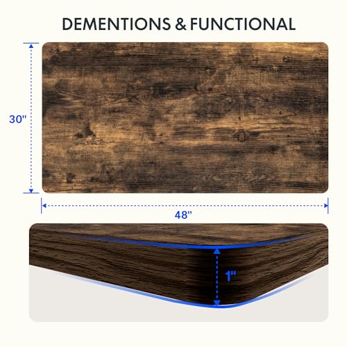 FLEXISPOT EN2 48"x30" Standing Desk with Power Strip Bundle - color: Black Frame + Rustic Brown, size: 48x30