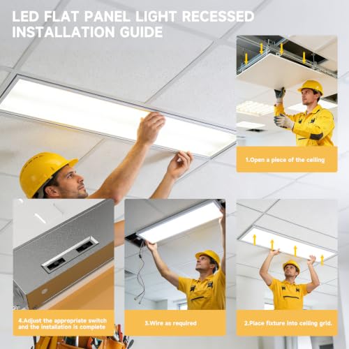 2 Pack 1x4 LED Flat Panel Lights with 5CCT Selectable, 5040LM, ETL | 40W/35W/30W/25W/20W,6500K/5000K/4000K/3500K/3000K,0-10V Dimmable, LED Drop Ceiling Fixtures for Office Meeting Classroom - size: 1x4FT 2PACK