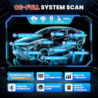 KINGBOLEN S6 OBD2 Scanner 2026 Bluetooth Scan Tool, 28 Reset, All System Car Diagnostic Scanner, CAN FD/FCA/Renault SGW, Lifetime Update No Subscription