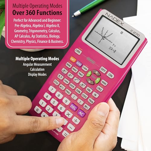Scientific Calculator with Graphing, Includes Carrying Case, for College and High School Students, Calculus, Algebra, Geometry, Trigonometry, Statistics, Physics, Chemistry, Pink - color: Pink