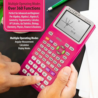 Scientific Calculator with Graphing, Includes Carrying Case, for College and High School Students, Calculus, Algebra, Geometry, Trigonometry, Statistics, Physics, Chemistry, Pink - color: Pink