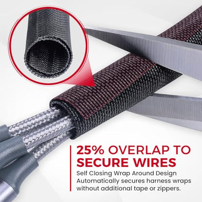 Automotive Mesh Woven Wire Sheathing Split Wire Loom 1"-16ft | Black Self-Wrap Braided Cable Sleeves Wire Loom Tubing Cord Organize for Wires/Audio Video Cable/Multi-Cable Strings - style: 1" - 16 Feet