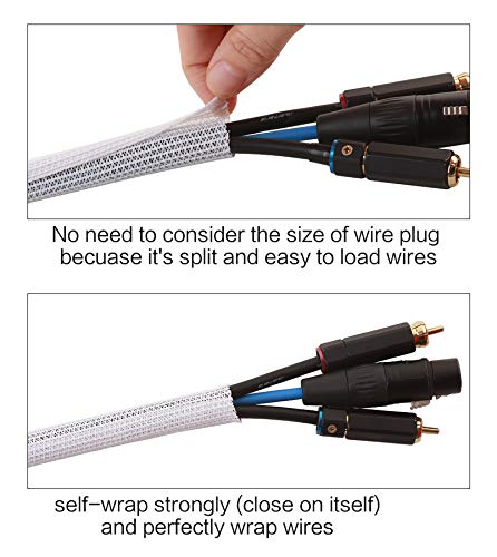 Alex Tech 25ft - 1/2 inch Cord Protector Wire Loom Tubing Cable Sleeve Split Sleeving for USB Cable Power Cord Audio Video Cable - Protect Cat from Chewing Cords - White - color: White, size: 1/2"-25ft