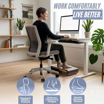Tiel Designs Ergonomic Under Desk Footrest for Posture Support, Solid Wood, Non Slip Office Foot Stool, Angled Desk Foot Rest for Home and Office
