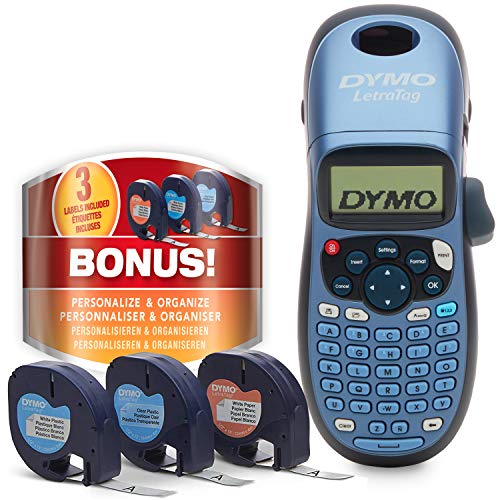 Dymo LetraTag LT-100H Label Maker Starter Kit | Handheld Label Maker Machine | with Plastic, Paper & Clear Label Tape | Ideal for Office or Home - style: LT 100H Exclusive Set