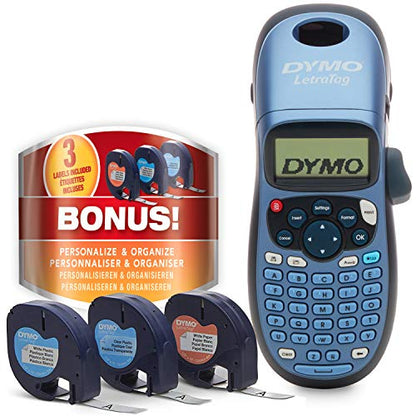 Dymo LetraTag LT-100H Label Maker Starter Kit | Handheld Label Maker Machine | with Plastic, Paper & Clear Label Tape | Ideal for Office or Home - style: LT 100H Exclusive Set