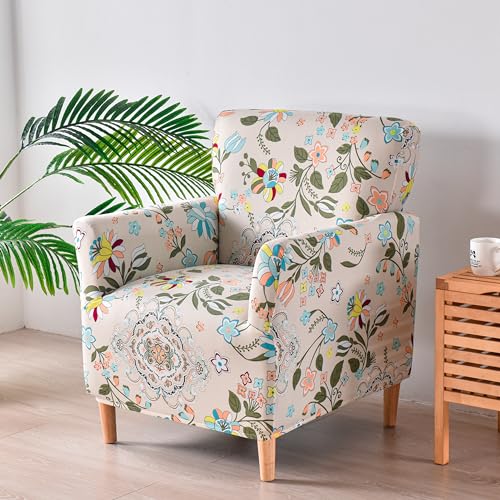 LiveGo Stretch Mid Century Modern Armchair Slipcover 1-Piece Jacquard Accent Chair Covers with Arms Soft Waterproof Chair Slipcovers for Living Room Furniture Protector Office (Color D) - color: Color D