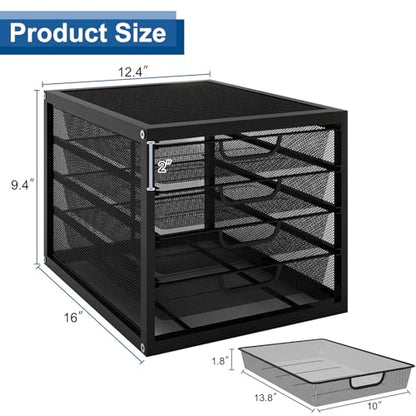 Natwind Mesh Desk Organizer with 4 Tier Sliding Drawers,Black | Paper Sorter, Multi-Functional Home Office Supplies Storage Tray for Letters, Documents,Mail, Files, Arts & Crafts Supplies - size: 4 drawers
