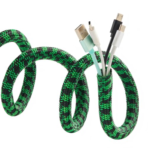 Cable Sleeve 3/4 Inch x 50FT Self-Wrapping Wire Loom | Cord Organizer and Cord Hider for Outdoor Extension Cords, Garage, Patio, RV, Home Office, Black & Neon Green - color: Black & Neon Green, size: 3/4" 50ft