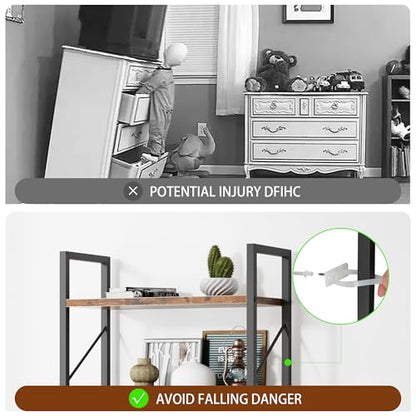 5 Tiers Bookshelf, Classically Tall Bookcase, Industrial Book Rack - color: Brown & Brown