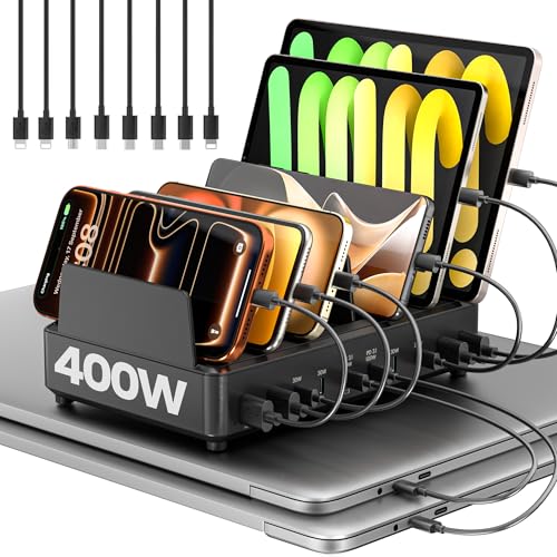 400W Charging Station for Multiple Devices, USB C Charger Organizer Dock