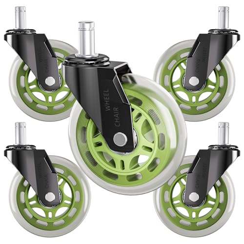 Office Chair Wheels Replacement Rubber Chair Casters Heavy Duty - color: Green