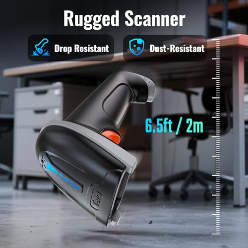 Tera Barcode Scanner with Battery Indicator: 1D Wireless, 5100 Grey | USB Wired 2.4G Wireless Reader, 2200mAh Battery, 1D Laser Scanning, IP54 Protection, Retail Checkout Warehouse Library School - color: 1D Grey
