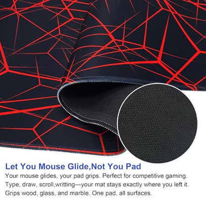 Large Mouse Pad,Non-Slip Rubber Base,[27.5x11.8IN] Computer Desk Mat for PC, Mac, Laptop - Stitched Edges and Smooth Surface for Office, Home, Work-70x30 Redline - color: 70x30 Redline