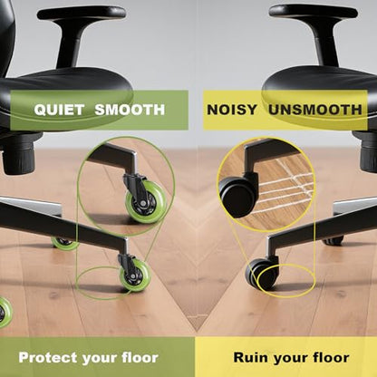 Office Chair Wheels Replacement Rubber Chair Casters Heavy Duty - color: Greens