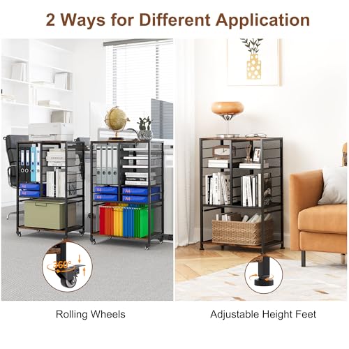 EasyPAG Rolling File Cart with 14 Slot Mail Organizer, Under Desk Storage with Hanging File Rack for Letter/Legal Folders, Mobile Filing Cabinet Printer Stand for Office Home Classroom, Black - size: 14 Slots+Hanging Rack