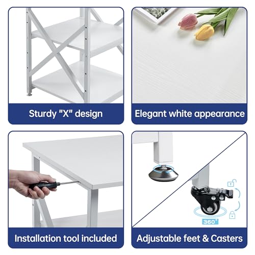 Fannova 3D Printer Stand 23.6"x23.6" with Height Adjustable Storage Shelf - color: White