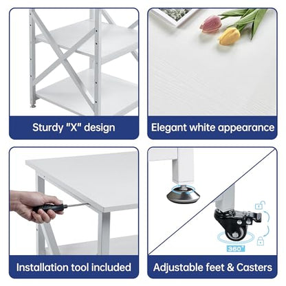 Fannova 3D Printer Stand 23.6"x23.6" with Height Adjustable Storage Shelf - color: White