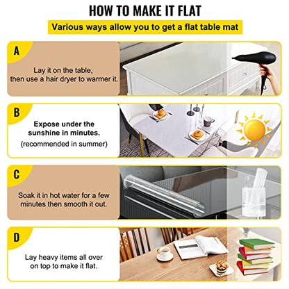 VEVOR Plastic Table Cover 42 x 78 Inch, 2 mm Thick Clear Table Protector, Rectangle Clear Desk Mat, Waterproof & Easy Cleaning for Office Dresser Night Stand - size: 78" x 42" (Rectangular)