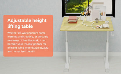 31" Height Adjustable Study Desk Ergonomic Compact, Wood | Manual Standing|Mobile Foldable|Home Office|Kids Adults|Small Gaming|Bedroom Livingroom Minimalist|Walking Pad Ready - color: 31"+wood