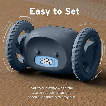 CLOCKY Alarm Clock on Wheels – Loud Rolling Alarm Clock for Heavy Sleepers - color: Slate