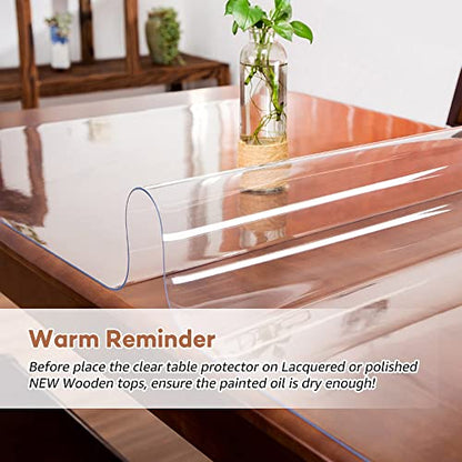 RostiKong 35 x 35 Inch Clear Plastic Square Table Top Protector Thick Waterproof Transparent Tablecloth Cover Mat Non Slip PVC Vinyl Table Liner Pad Waterproof Dining Beside Sofa Coffee Tabletop Cloth - color: Upgraded Clear Rectangle Shape, size: 35" x 3