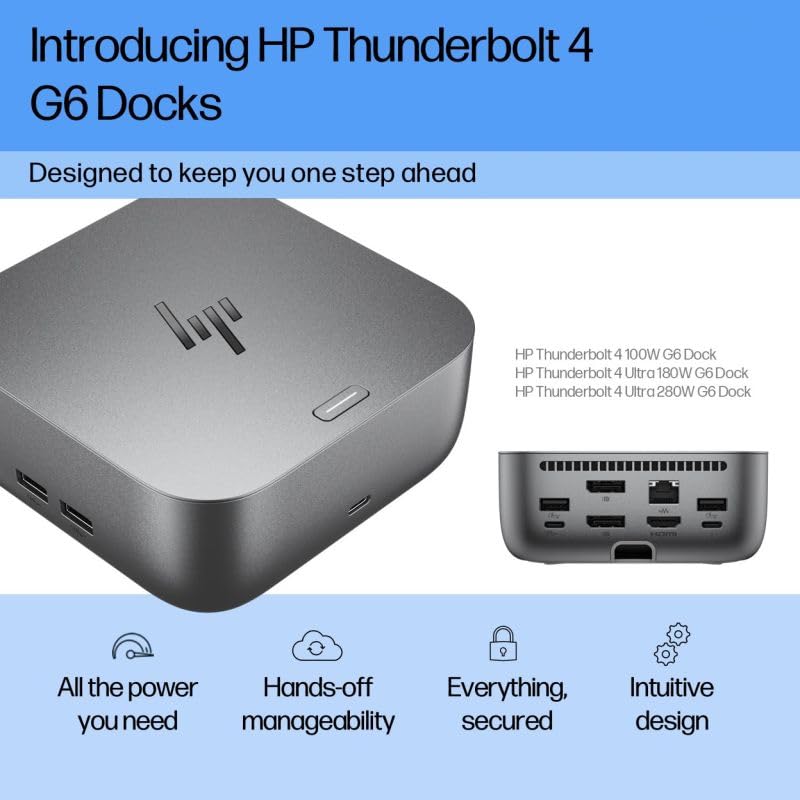HP 180W Thunderbolt 4 Ultra Dock Port Replicator Bundle w/DKZ Hub (Universal Thunderbolt/USB-C Docking Station, Single Cable for Charging, Data Transfers to Any Brand Laptop) - style: 180W Thunderbolt 4