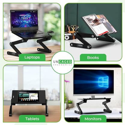 Uncaged Ergonomics WorkEZ Adjustable Laptop Stand for Desk, Laptop Stand Adjustable Height, Foldable Aluminum Cooling Computer Holder & Riser for Desk Bed, White, XL - color: XL-White