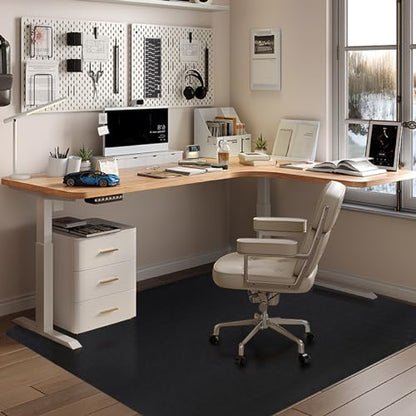 Office Chair Mat for Hardwood Floor: 63" x 51" Extra Large Desk Chair Mat | Black Anti-Slip Rubber Floor Mat for Gaming Rolling Chair, Heavy Duty Sturdy Floor Protector Mat Under L Computer Desk - size: 63" x 51"