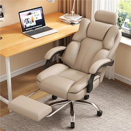 High Back Executive Office Chair with Extendable Footrest Adjustable Headrest and Lumbar Support Ergonomic Computer Chair Quiet Rubber Wheels for Work from Home Reclining