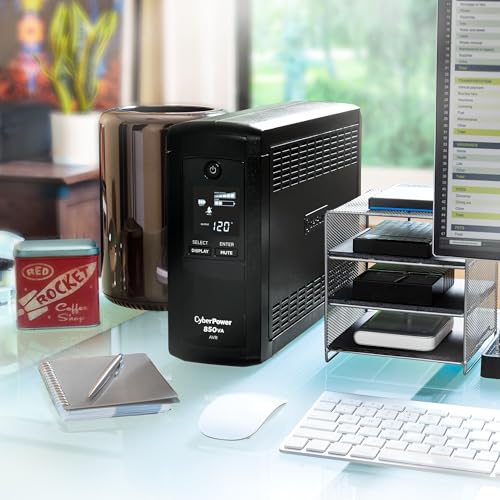 CyberPower CP850AVRLCD Intelligent LCD UPS Battery Backup | Surge Protector, 850VA/510W, 9 Outlets, AVR, Mini-Tower - size: 850VA