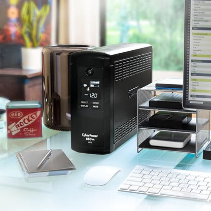 CyberPower CP850AVRLCD Intelligent LCD UPS Battery Backup | Surge Protector, 850VA/510W, 9 Outlets, AVR, Mini-Tower - size: 850VA