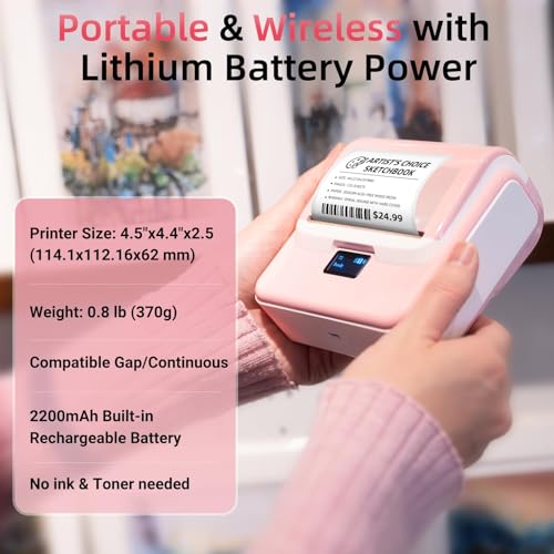 ORGSTA Label Maker Machine with Tape, 3 Inch Bluetooth Label Printer T003 - color: Pink