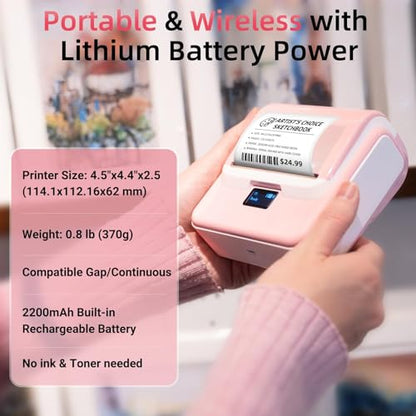 ORGSTA Label Maker Machine with Tape, 3 Inch Bluetooth Label Printer T003 - color: Pink