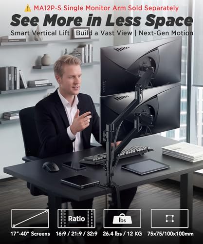 ULTRARM Extra-Tall Extension Arm Accessory for MA12P-S Do Not Use Alone - size: Extension Monitor Arm