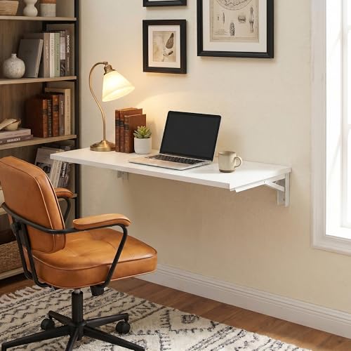 Need 36x20IN Wall Mounted Folding Table for Office Laundry White - color: White Desktop & White Folding Shelf Brackets, size: L36" * W20"