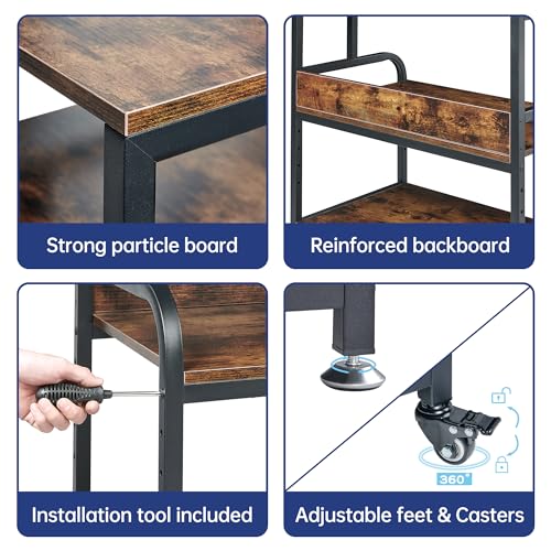 Fannova 32.3" Wide Extra Large Printer Stand with Adjustable Storage Shelf - color: Rustic Brown, size: 32.3"W x 18.9"D x 32.1"H