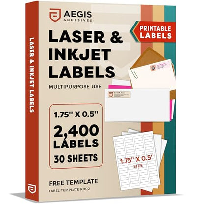Address Labels Printable, Inkjet Laser Paper Stickers, Printer Label 1.75x0.5