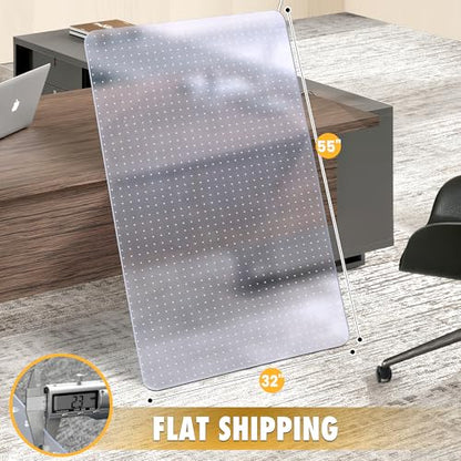 Heavy Duty Office Chair Mat for Carpet, 32" x 55" Clear Hard Carpet Protector Mat, Anti-Slip Desk Floor Mat for Office Chair on Carpeted Floors, Easy Glide, Ship Flat - size: 32" x 55"
